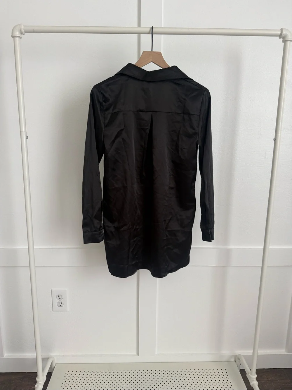 Princess Polly Long Sleeve Satin Shirt Dress